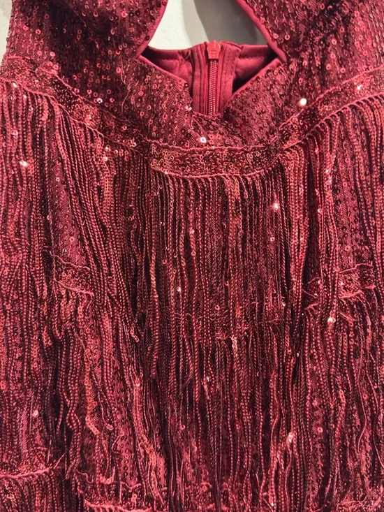 New Women's Sexy halter Sleeveless Bead Fringe Sequin Exposed Navel Dress (XL) - Picture 12 of 16